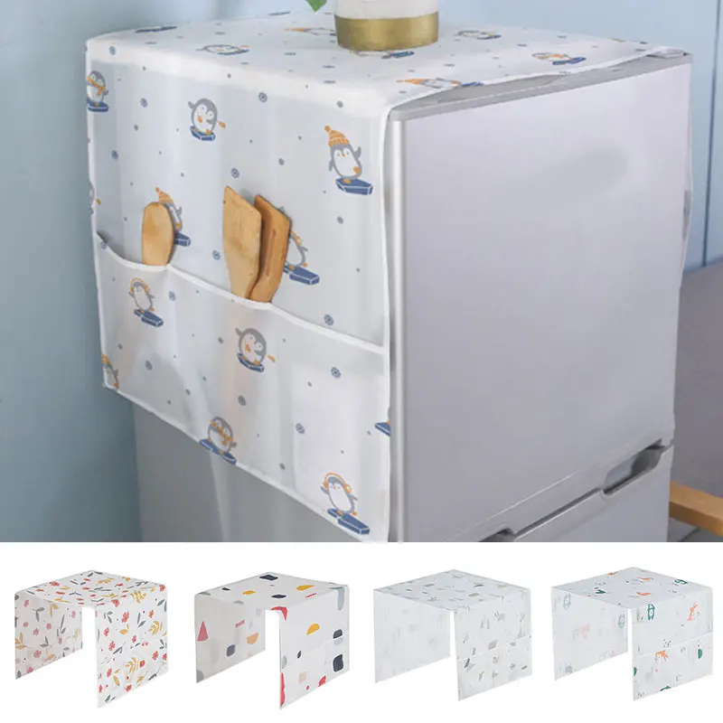 

Floral Fresh Colorful Geometric Refrigerator Dust Cover Multi-Function Cover Refrigerator Top Cloth Household Cleaning Supplies