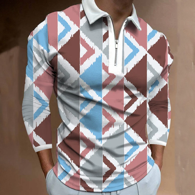 

Рубашка-поло мужская на молнии, с длинным рукавом и пуговицами