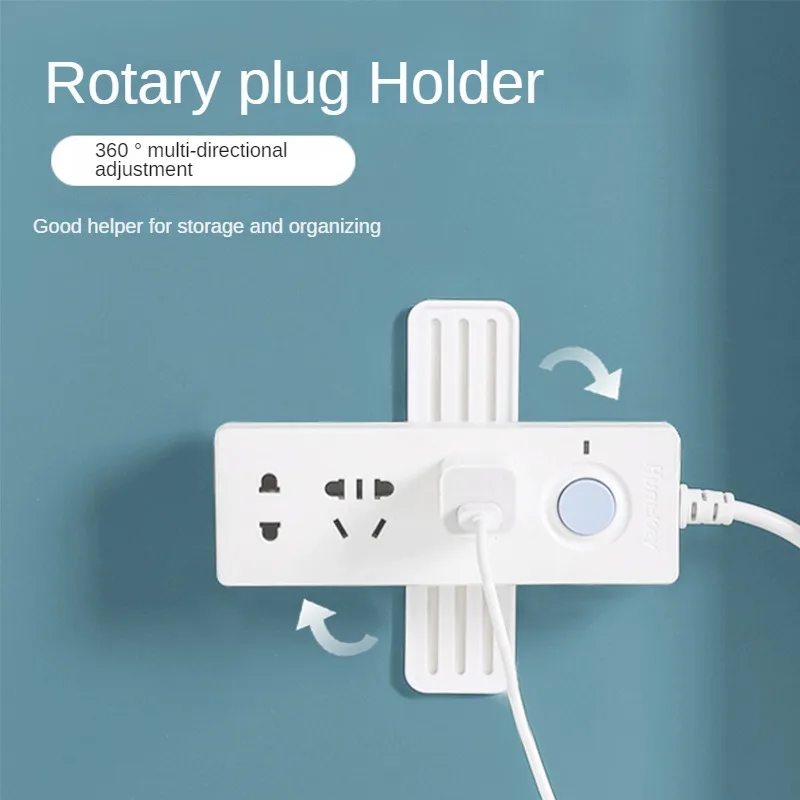 

5pcs Self-Adhesive Desktop 360° Rotatable Socket Fixer Cable Organizer Wall Hanging Power Strip Holder Removable Wall-Mounted