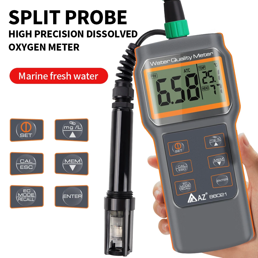 

AZ86021 Dissolved Oxygen Detector High Precision Aquaculture Water Quality Testing Oxygen Content Tester Multi Function PH Meter