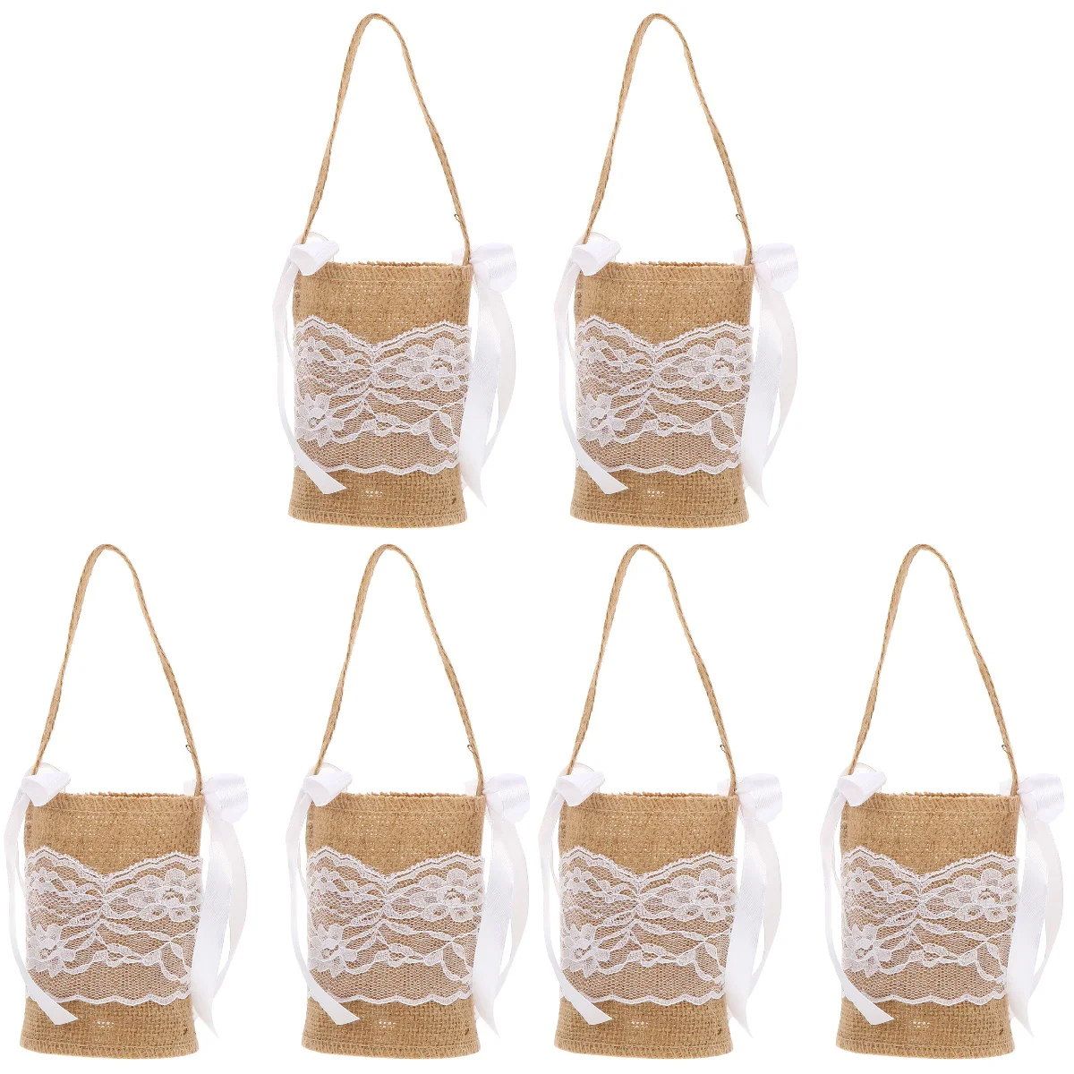 

Wedding Basket Storageflower Candy Burlap Photo Holder Lace Linen Prop Gift Party Gifts Christmas Case Western