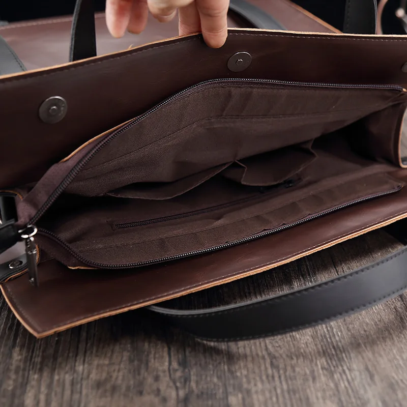Men Large-capacity Luxury Business Briefcase Men Crossbody Bag PU Leather Laptop Hand Bag Bolso Hombre