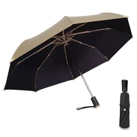 wind resistant trip sun automatic umbrella gold 3 fold business outdoor women men windproof parasol anti uv sunscreen paraguas