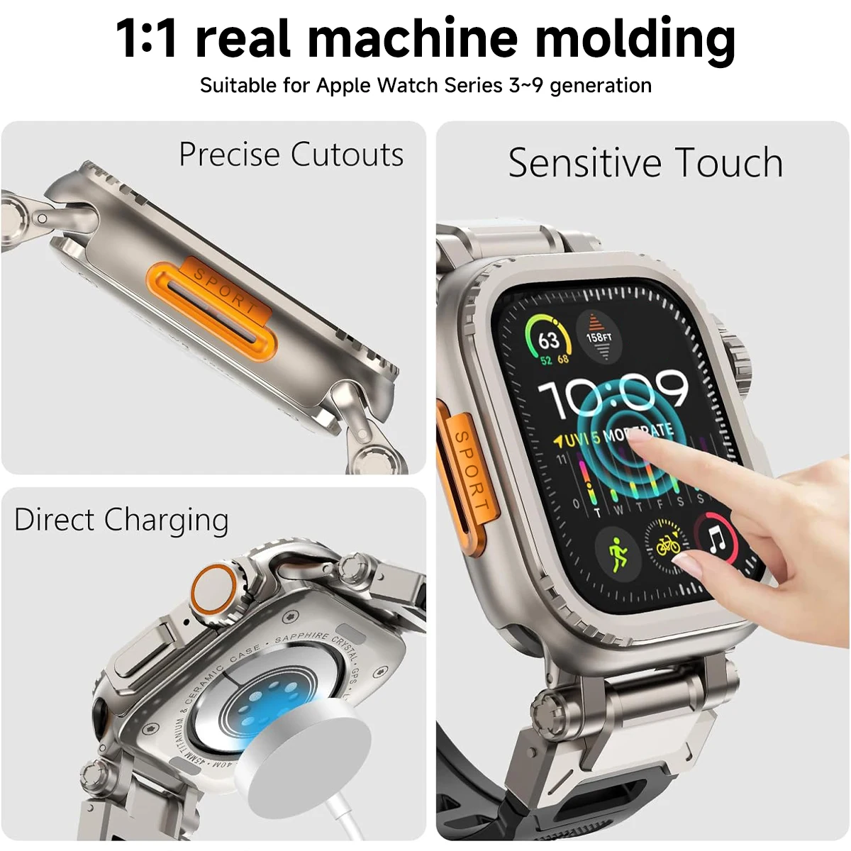 Металлическая фоторамка для Apple Watch 45 мм 44 защита Бампера Для iWatch серии 9 8 7 6 5 4 SE