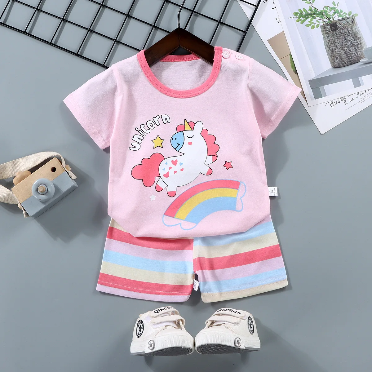 

Children Short-Sleeved Suit Boy Girls T-shirt + Pants Baby Summer Children's Clothing Girls shorts Baby Kids Clothes