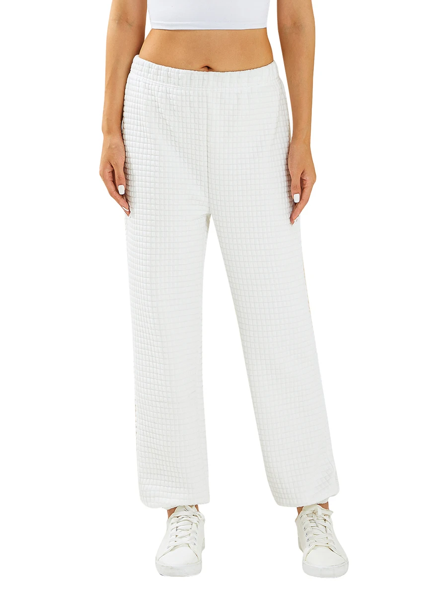 

Women s Sports Trousers Solid Color High Waisted Elastic Jogger Pants Athletic Lounge Trousers