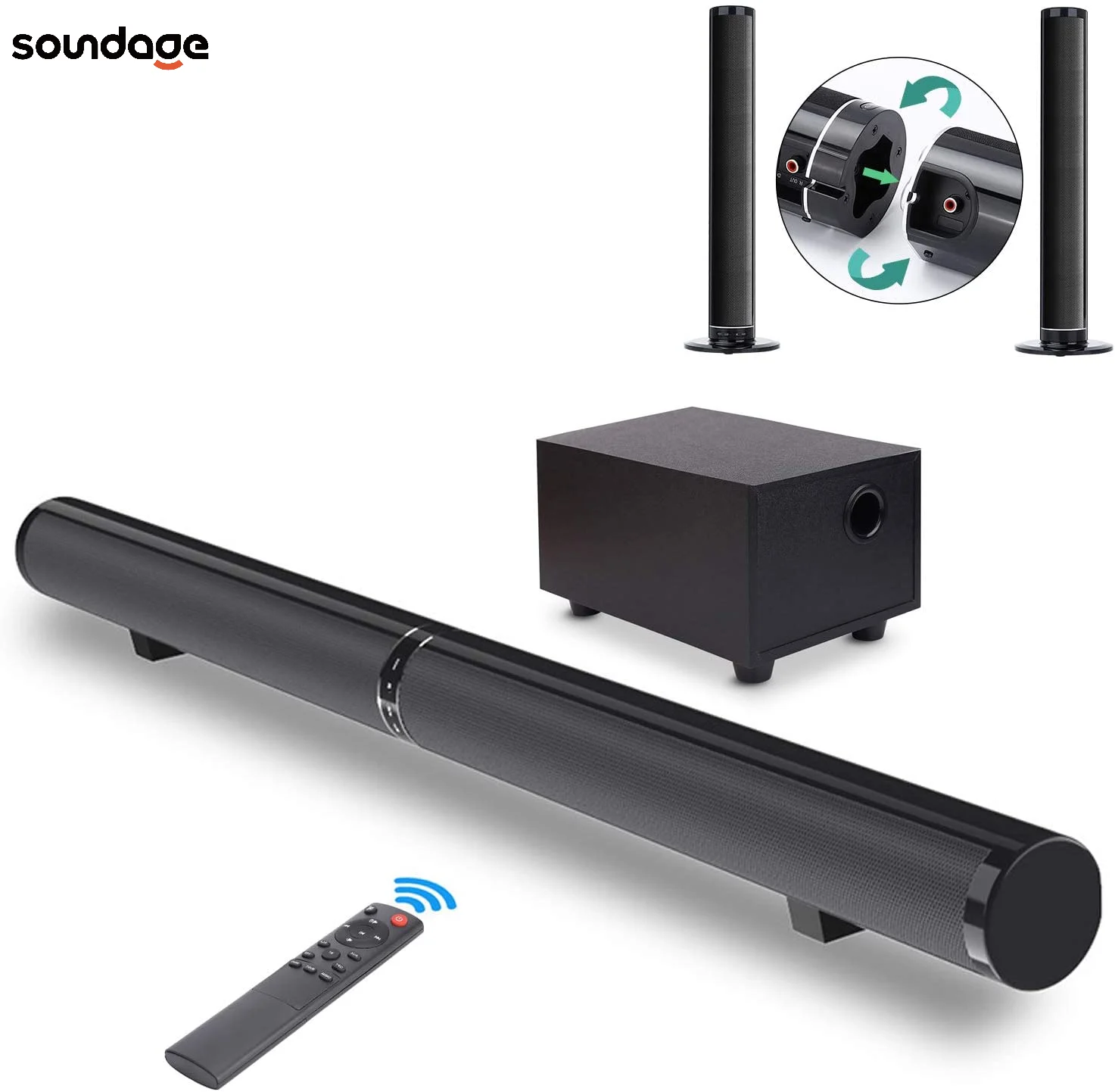 

Беспроводная Bluetooth-Колонка Soundage, объемный звук 3D, Саундбар для домашнего ТВ-кинотеатра, громкий динамик с сабвуфером