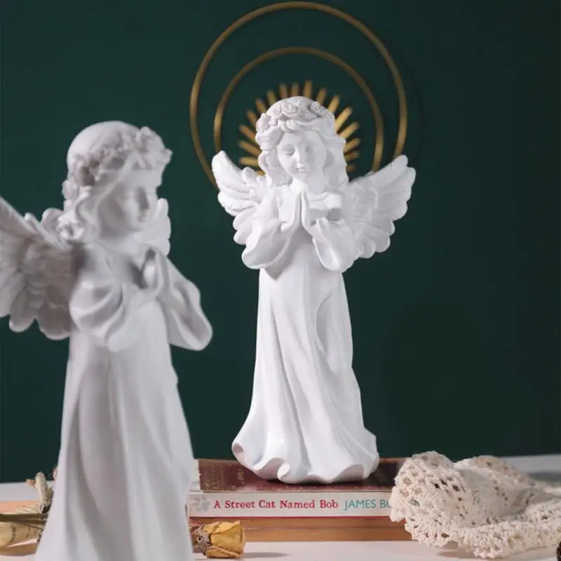

Статуя молитвенного ангела, милый ангел из смолы, памятная статуя ангела, изысканная резная для подарков, фигурка для украшения дома