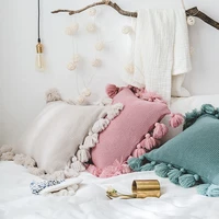 knitted cushion cover modern minimalist tassel solid color pillow cushion for living room bedroom decorative 45x45cm