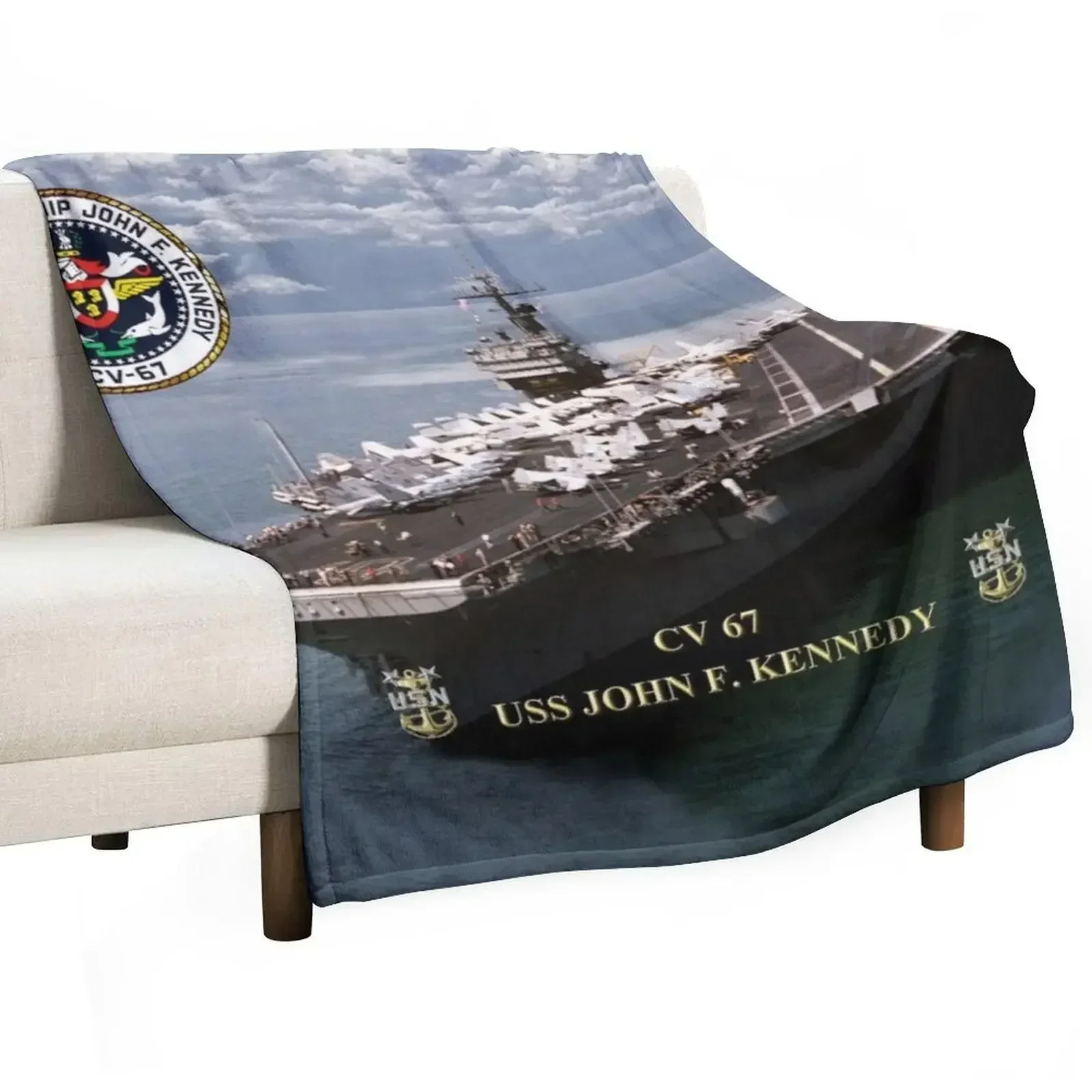Плед CV-67 USS John F. Kennedy ретро для декоративных одеял волос на диване