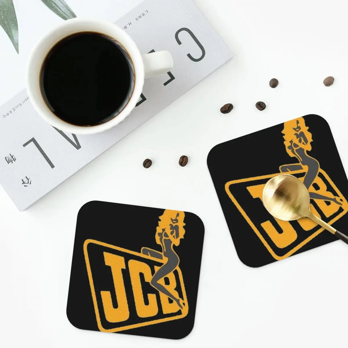 

Jcb Coasters PVC Leather Placemats Waterproof Insulation Coffee Mats for Decor Home Kitchen Dining Pads Set of 4