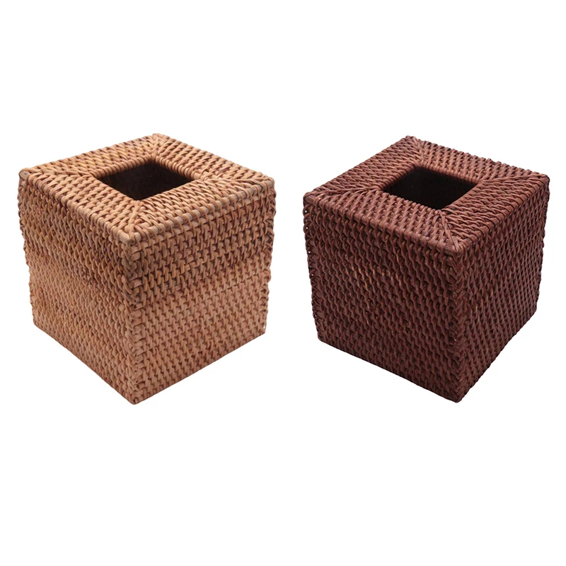 

Квадратный чехол из ротанга для ткани, плетеный держатель для ткани ручной работы, 5,7X5,7X5,7 дюймов