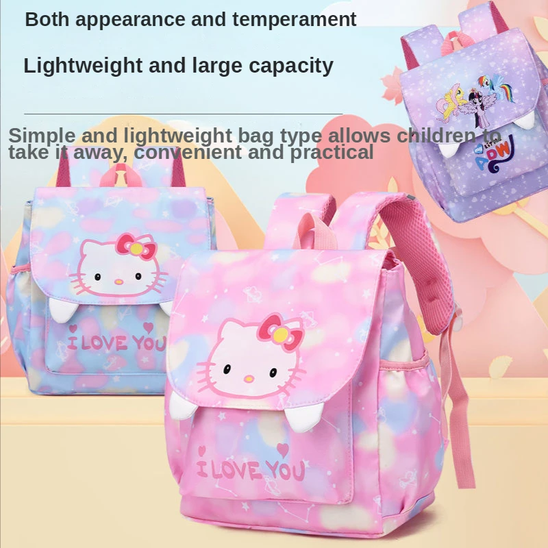 

Красивый студенческий рюкзак Hellokitty, новинка, школьная сумка для начальной девочки, облегчение нагрузки, Защита позвоночника, детский рюкза...