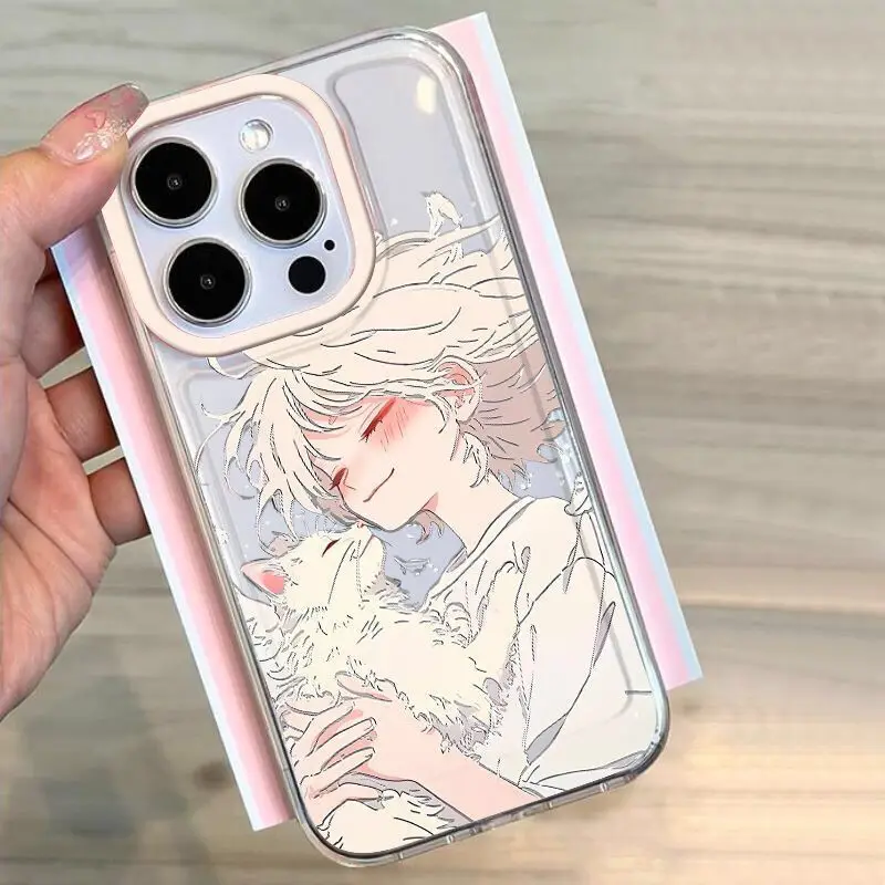 SEIRASSIM милый мультфильм мальчик девочка Кот Чехол для Телефона iphone 15 pro max 14 plus 13 11 12