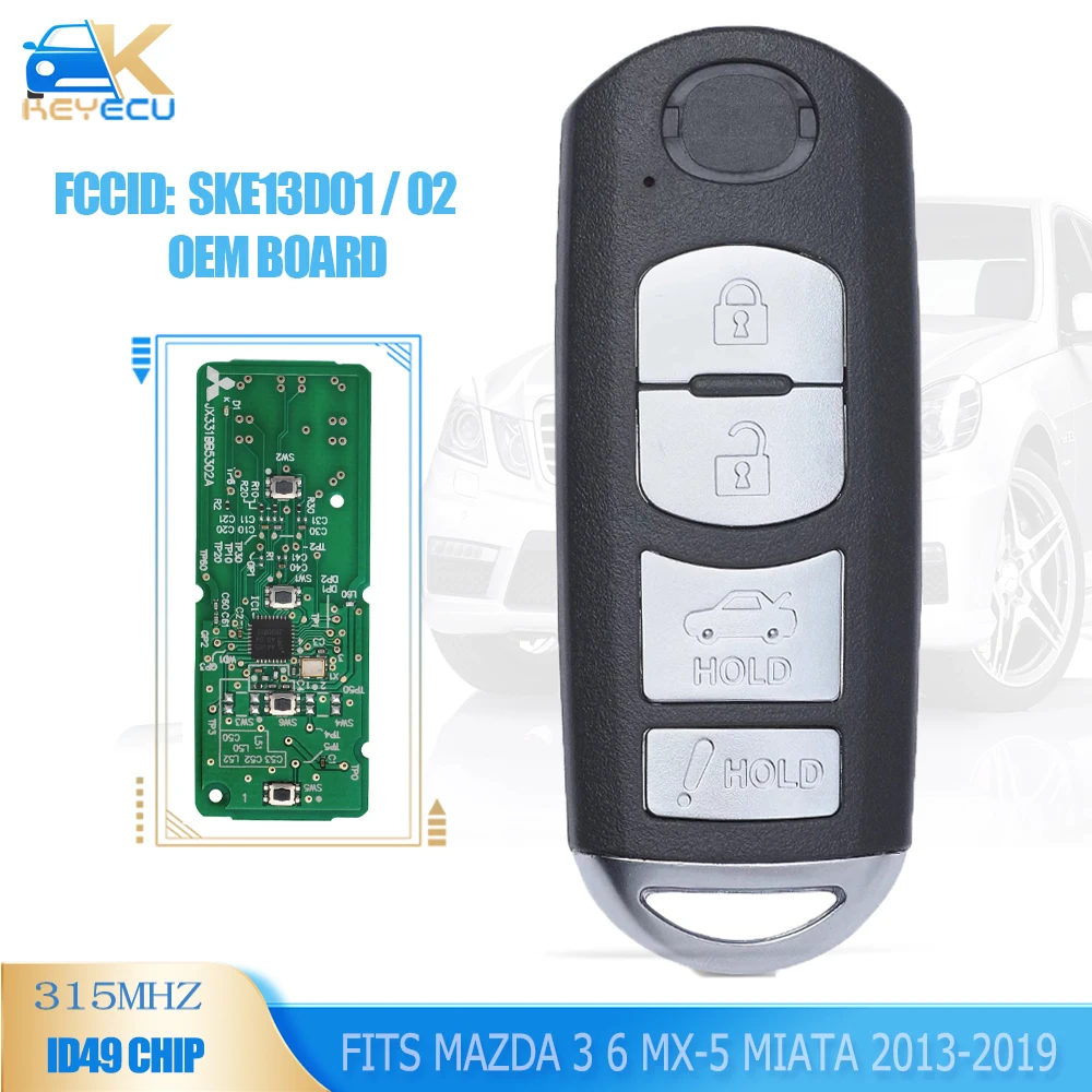 Флейбер KEYECU, флейбер OEM, флейбер 315 МГц, чип ID49 для Mazda 3 6, флейбит 2013, 2014, 2015, 2016, 2017, 2018, 2019