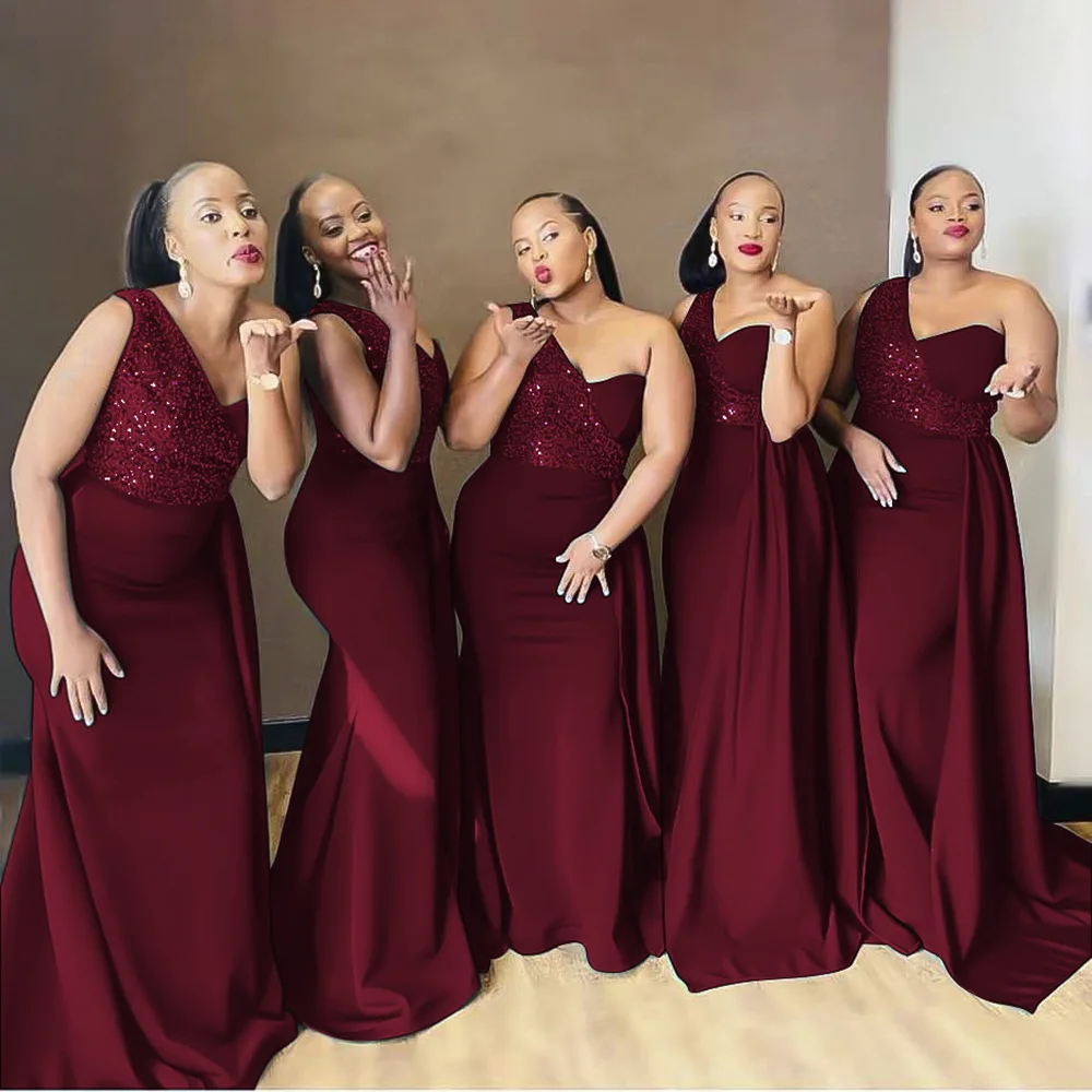 

2023 Sexy African Women Evening Dress Dashiki Sequins One Shoulder Wedding Bridesmaid Party Maxi Dresses Elegant Clothing Gown
