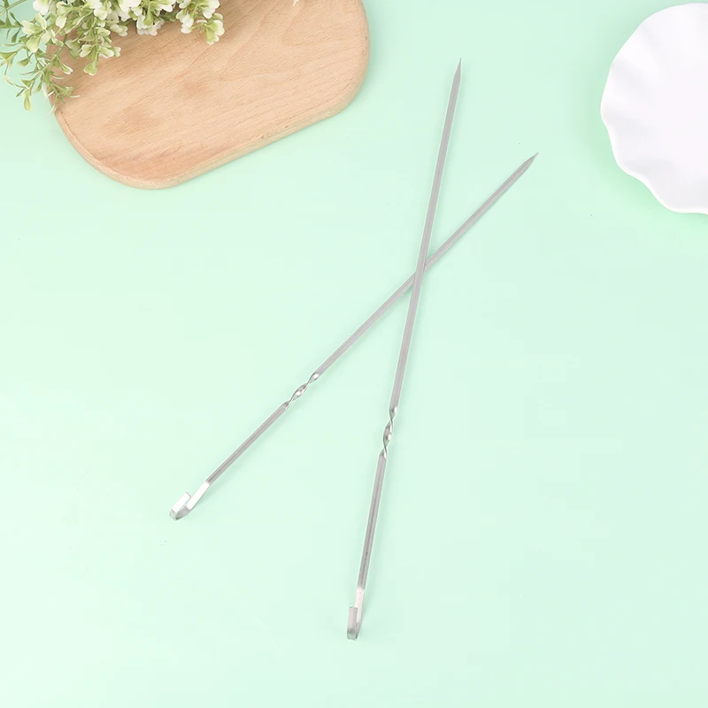 

10Pcs 30/35cm Stainless Steel Barbecue Skewer Reusable BBQ Skewers Kebab Iron Stick For Outdoor Camping Picnic Cooking Tools