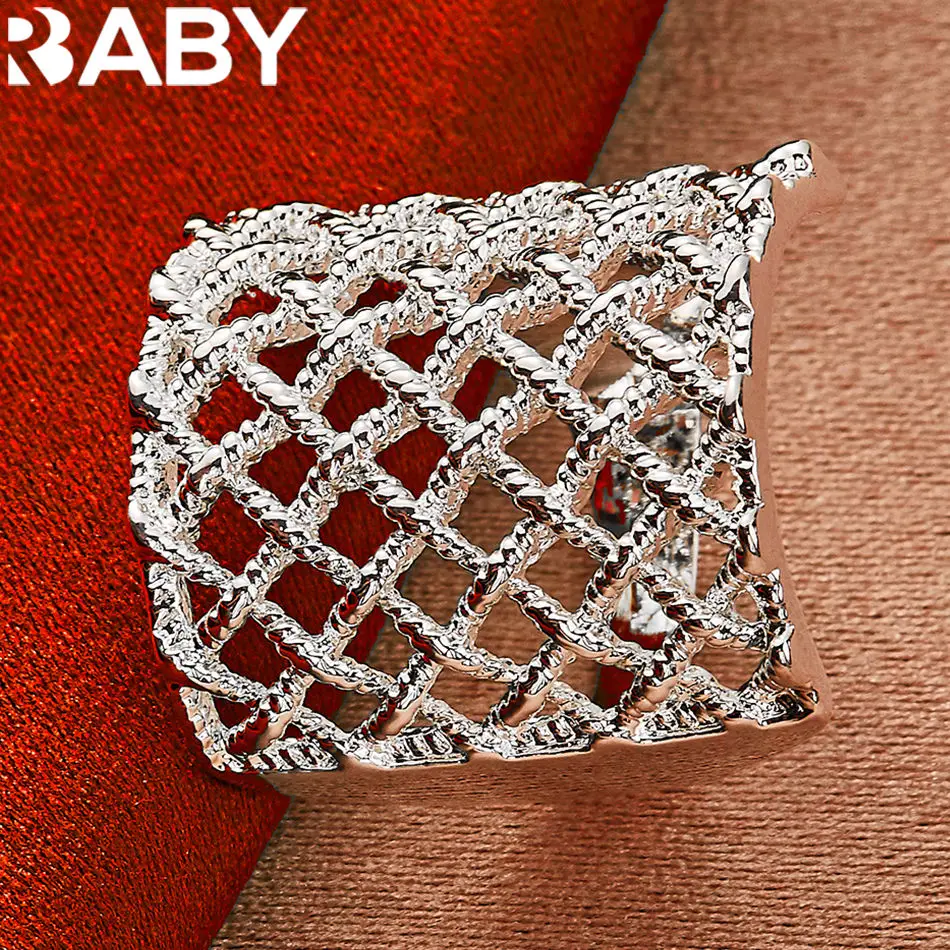 URBABY кольца из стерлингового серебра 925 тканое сетчатое кольцо для женщин и мужчин