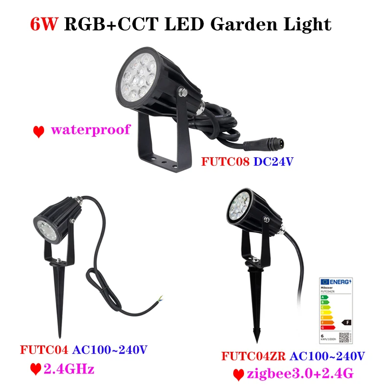Miboxer 6W RGBCCT LED Garden светильник Waterproof IP66 Dimmable Smart Lawn Lamp 110V 220V /24V Outdoor Lighting