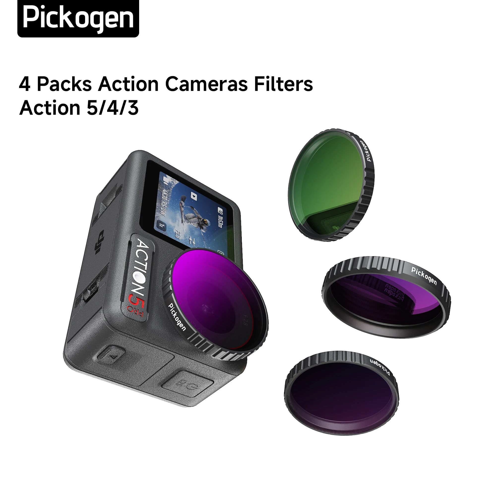 Фото Набор фильтров PICKOGEN CPL ND8 ND16 ND32 ND64 с алюминиевой рамкой для DJI OSMO Action 3 4 5pro, быстросъемный комплект CPL ND фильтров №1