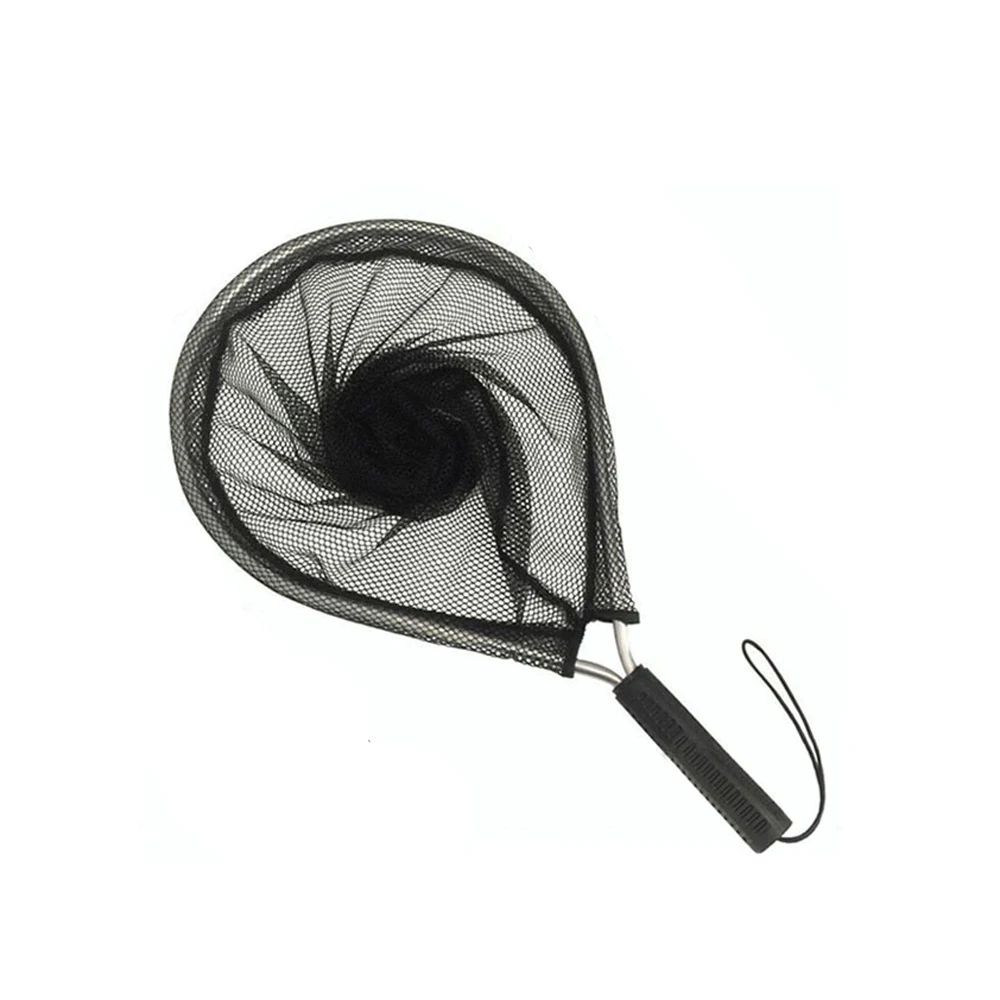 

Portable Fly Fishing Dip Nets Lightweight Black Aluminum Alloy Frame Rubber Handle Brail Fishing Net Fish Tackle Accessorie