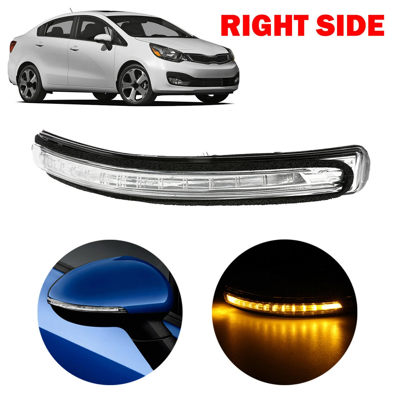 

Right Side for KIA Rio 2012-2016 Rearview Mirror LED Turn Signal Light Mirror Indicator Lamp Flashing Light 87624-1W000