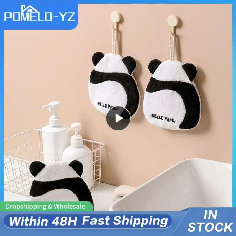Water Absorption Hanging Rag Wipe Daily Use Hands Towels Panda Shape Hand Towel New Absorbent