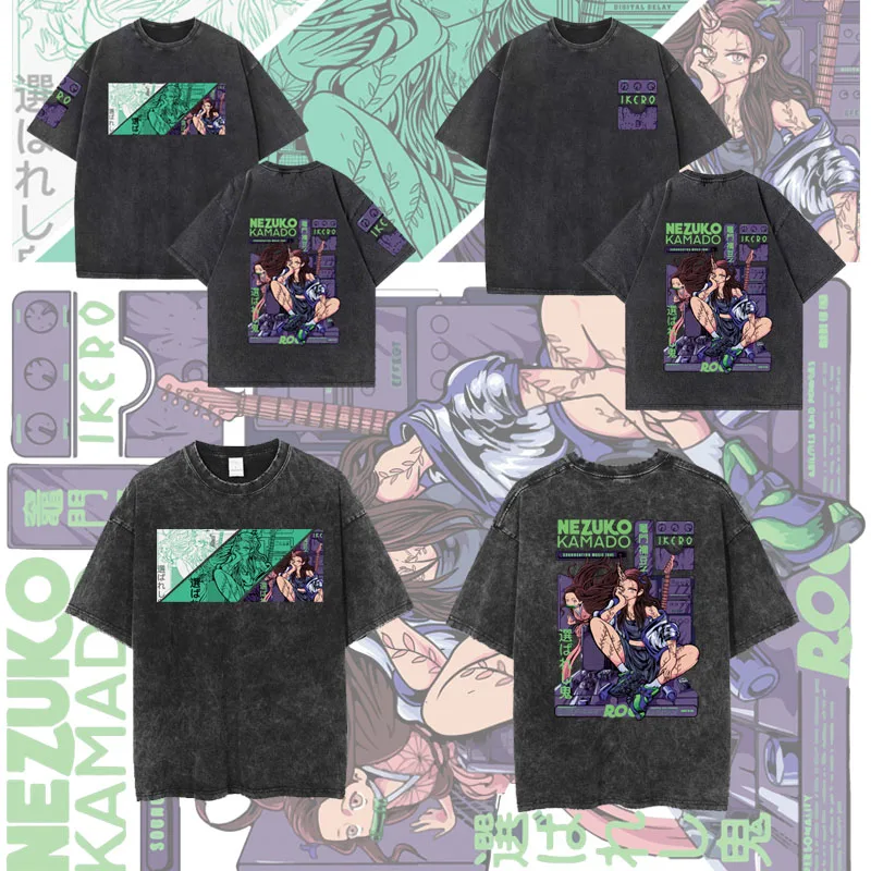 

Крутая Женская Винтажная Футболка Kamado Nezuko в стиле оверсайз, футболка в стиле Харадзюку с принтом «рассекающий демонов», летние футболки, топ в стиле хип-хоп