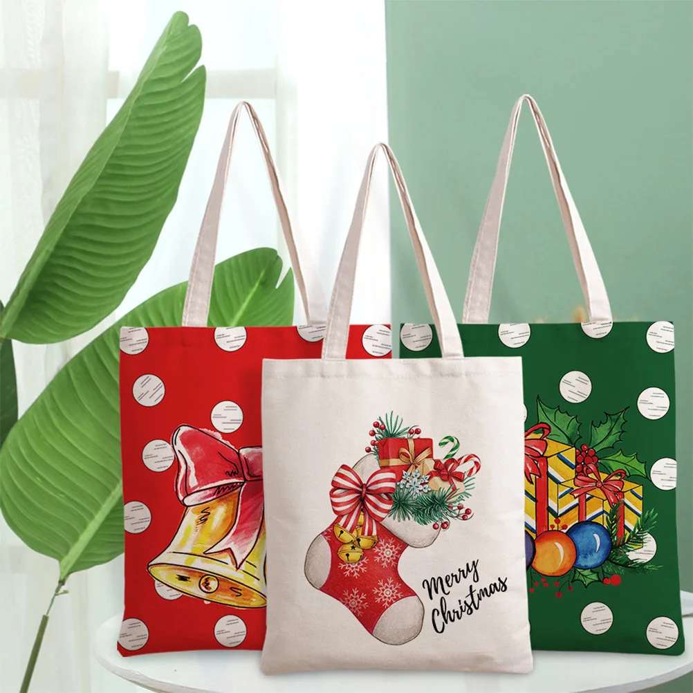 

Santa Claus Printed Tote Bag Women Merry Christmas Shopper Handbag Girl Shoulder Shopping Bag Lady Canvas Bag