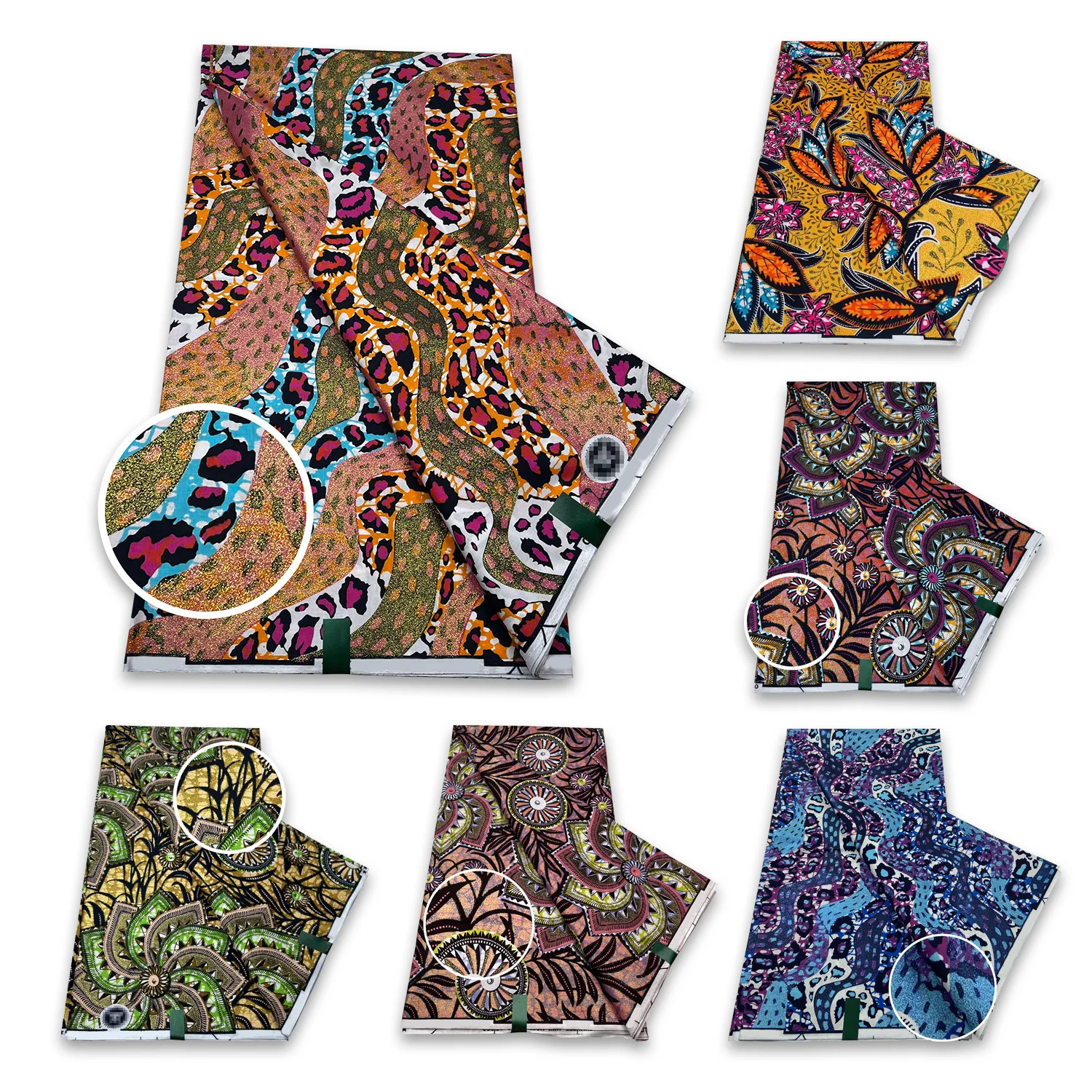 

Высококачественная нигерийская восковая ткань из Анкары, блестящая ткань Grand Supe-V, восковая ткань из 100% хлопка с блестящим золотым принтом, батик, 6 ярдов