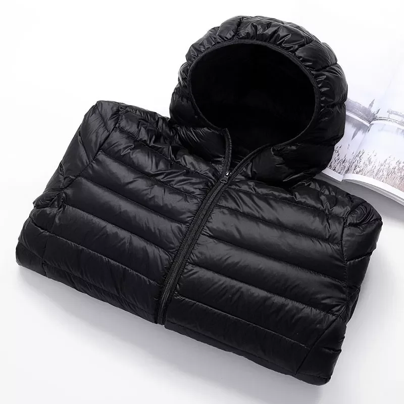 New2022 Men Ultralight Thin Down Jacket White Duck Down Hooded Jackets Long Sleeve Warm Coat Parka  Portable Outwear