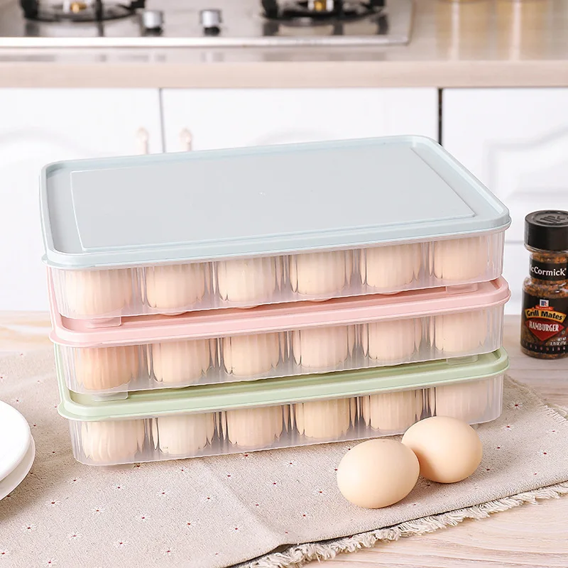 

24 Grid Egg Grid Tray Kitchen Dustproof Food Sealed Storage Box with Lid Refrigerator Egg Storage Fresh-keeping Box