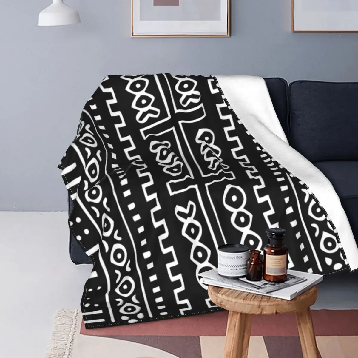 

Черно-белые тканевые одеяла, флисовое украшение, Африканское портативное Супер мягкое покрывало для дивана, офисное одеяло