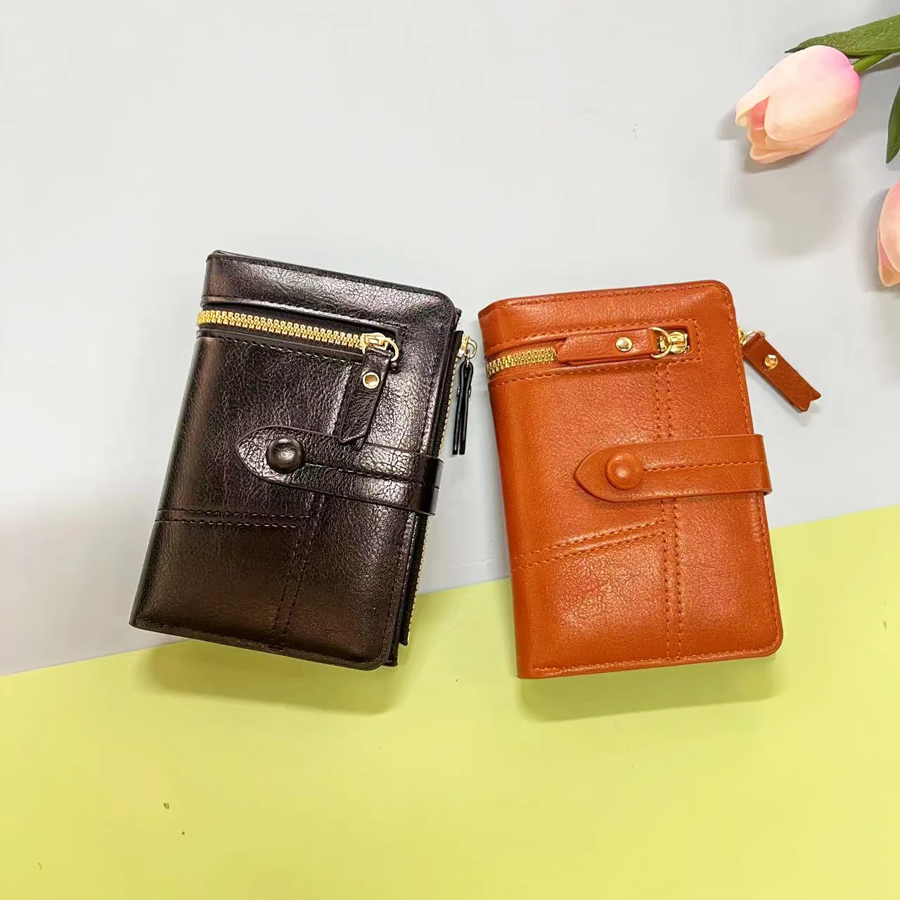 Фото Новый женский короткий кошелек из искусственной кожи на молнии, кошелек Billetera Mujer Carteras De Mujer Tarjetero Sac Femme №2