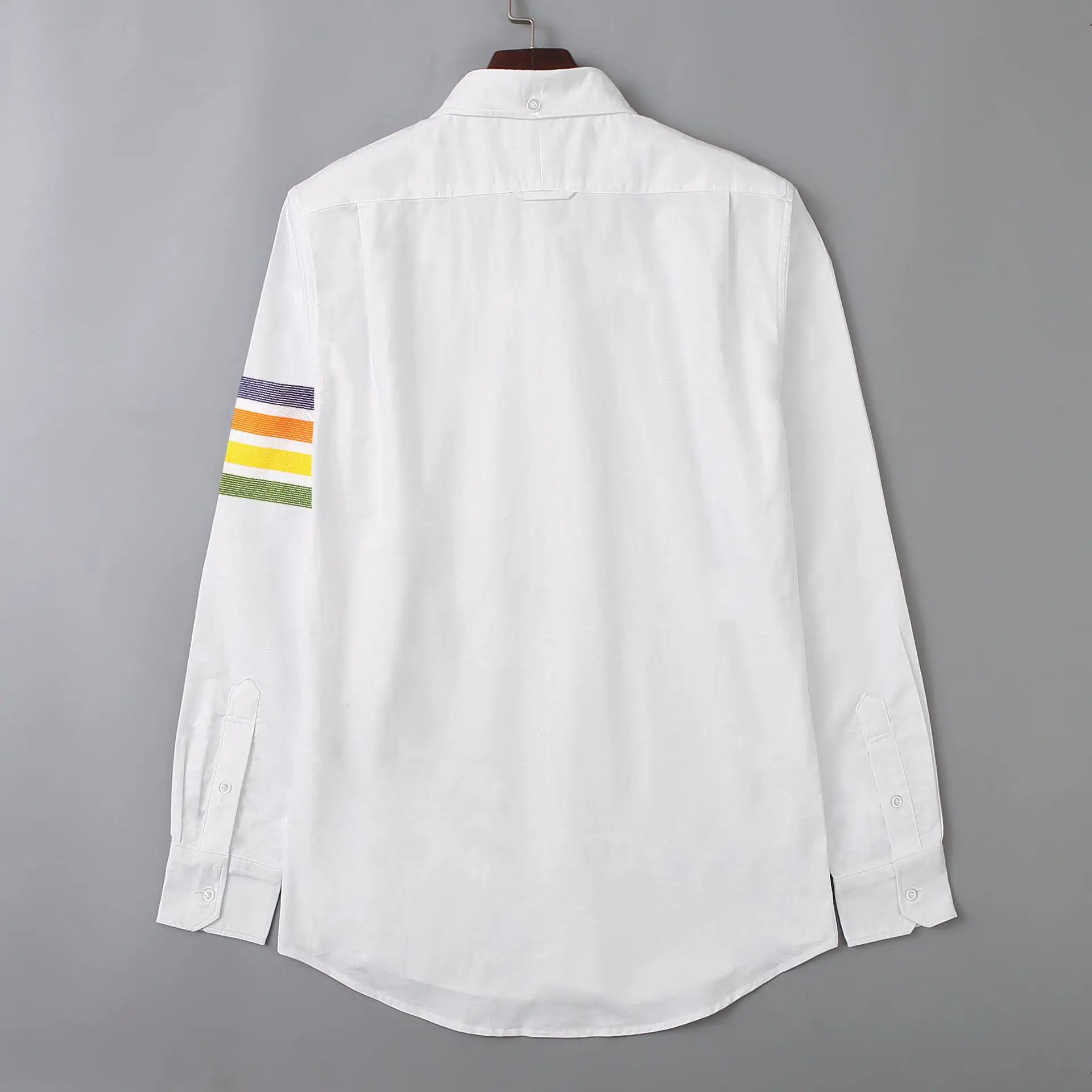 Casual Shirt Man Multicolor Sleeve New Shirts Men Slim White Casual Shirt Turn Down Collar Oxford Solid Men's Clothing