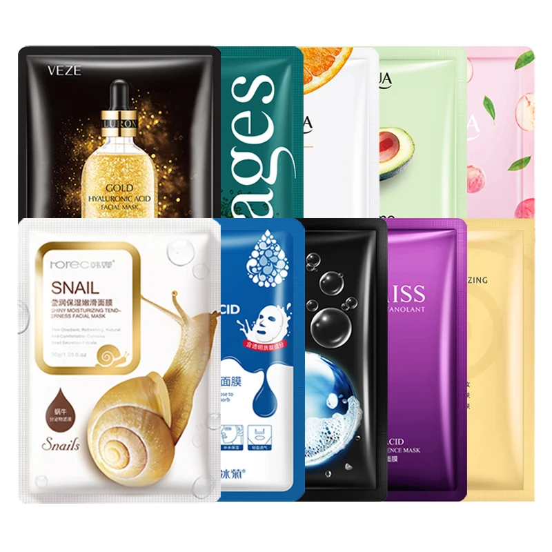 

10pcs BIOAQUA Snail Gold Face Mask Moisturizing Sheet Masks Anti-wrinkle Hydrating Skin Care Facial Mask Beauty Korean Cosmetics