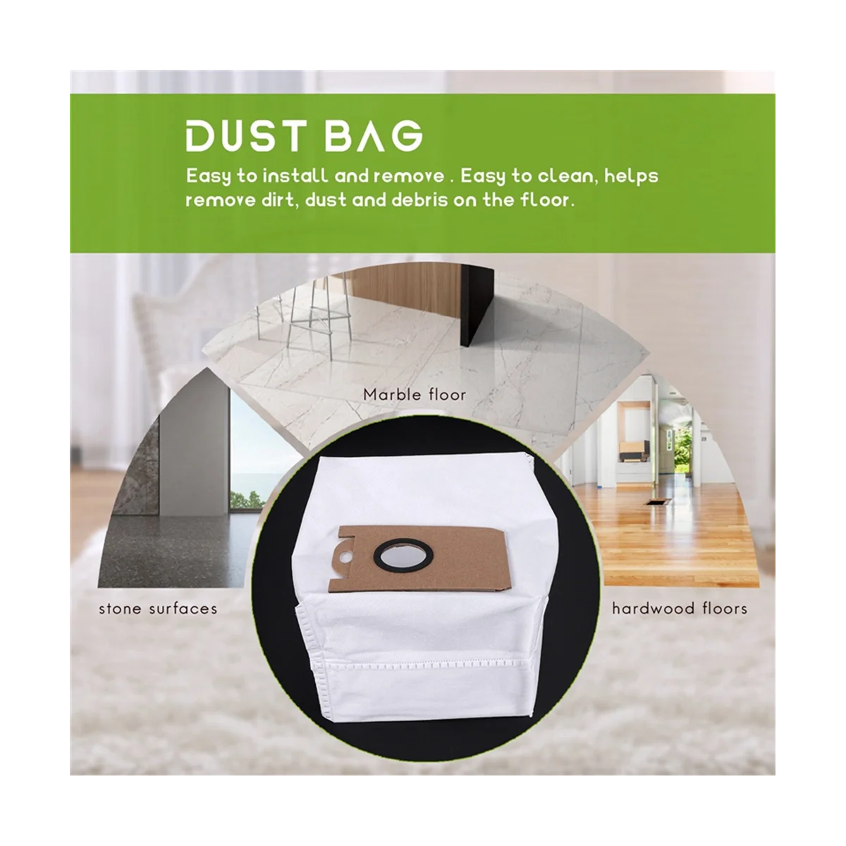 8 PCS Dust Bags Replacement for V980MAX V980PLUS Robot Vacuum Cleaner Bag