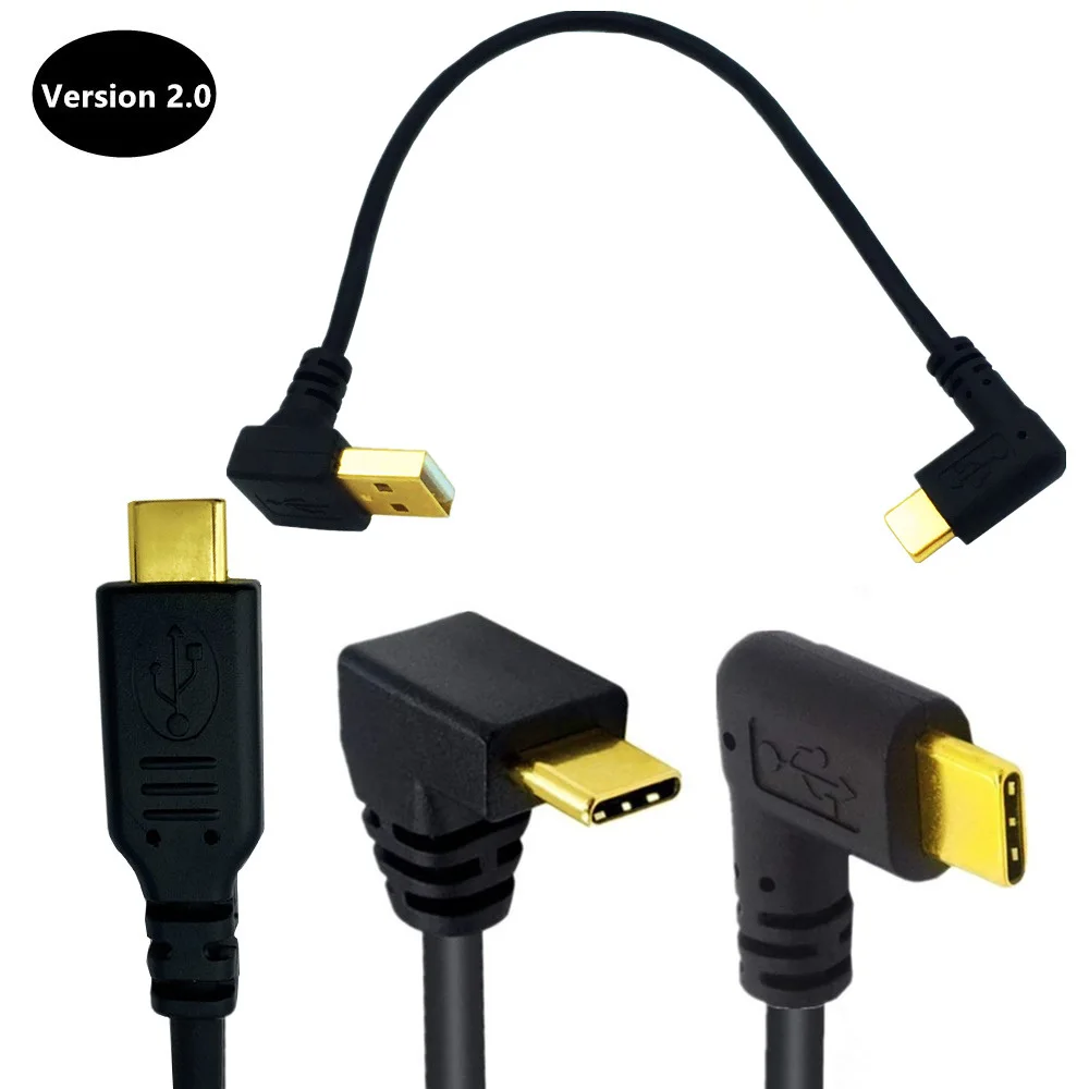 Gold-plated Type-C data cable suitable for LeTV 1S charging cable bent 90 degree elbow USB AM adapter cable