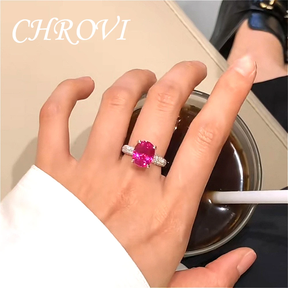 Фото Изысканное элегантное открытое кольцо из серебра 925 пробы с красным сапфиром для женщин. Модные украшения из драгоценных камней. №4