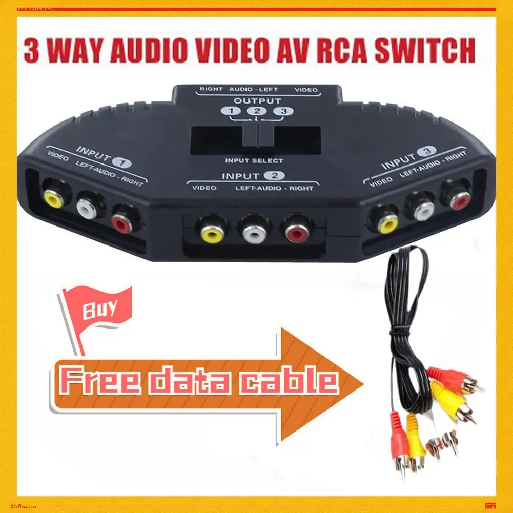 Аудио-видео AV RCA сплиттер переключатель 3-полосный кабель для ТВ X-Box DVD плеера