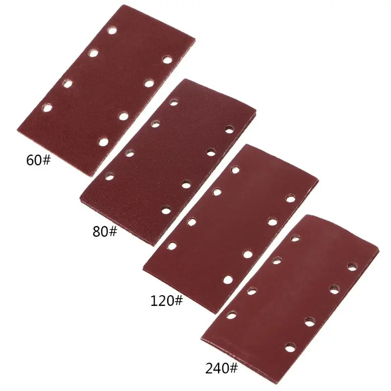

652F 5PCS/SET Square 8 Hook and Loop Self-adhesive Sandpaper Sheet Polishing Abrasive Tools Grit 60-240