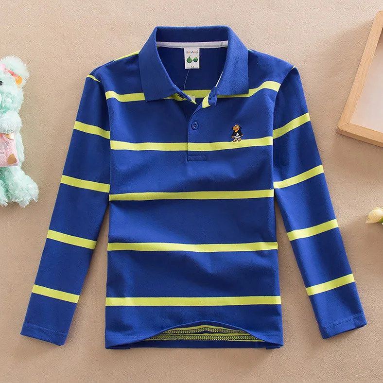 

Polo Shirt Kids Clothes Stripes Boys Shirts Tops Cotton Camisetas Autumn Long Sleeve Shirt Casual Carters Polos Teen 3T-14T