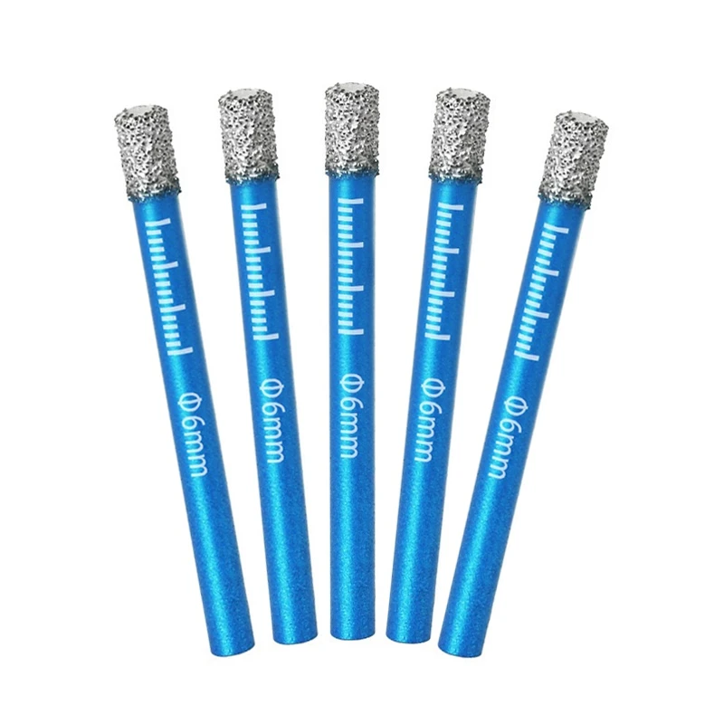 

5Pcs 6MM Brazed Dry Drill Multifunction Marble Vitrified Brick Granite Glass Eye Dryer Open Hole