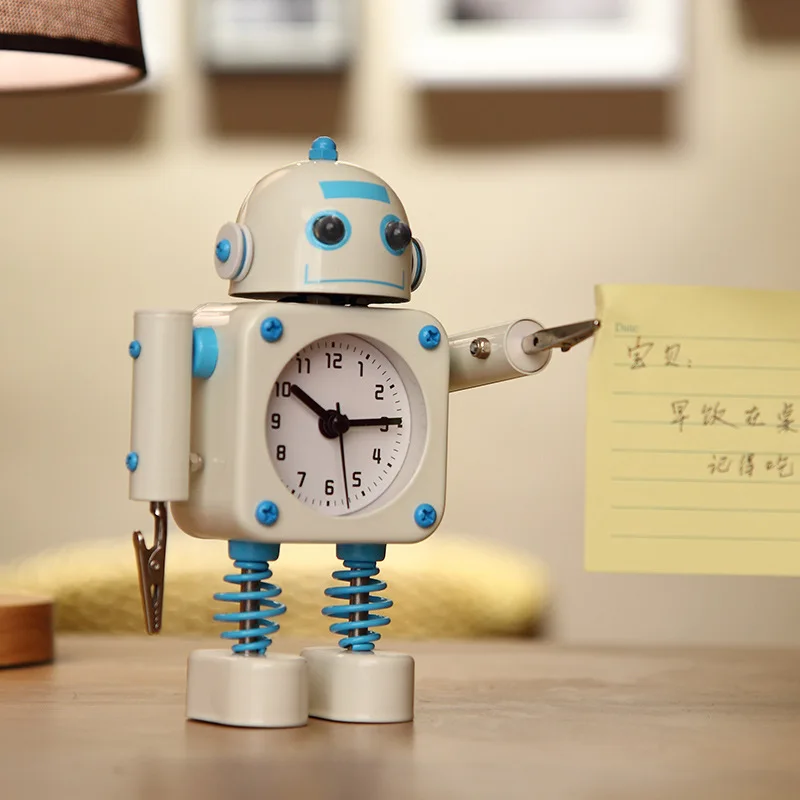 Купить Металлический робот-Будильник Детский мультяшный милый бесшумный будильник креативный маленький будильник Цена Металлический робот-Будильник Детский мультяшный милый бесшумный будильник креативный маленький будильник