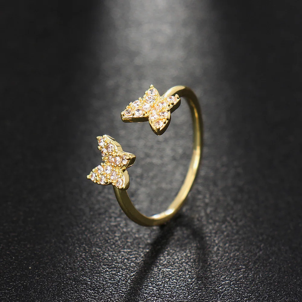 

Emmaya Fashion Statement Bridal Wedding Party Female Noble Ring Vivid Butterflies Shape Exquisite Cubic Zircon Fine Jewelry