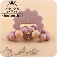 kissteether new baby products silicone flower shape teether baby exercise gums silicone beads teether teether toy gift