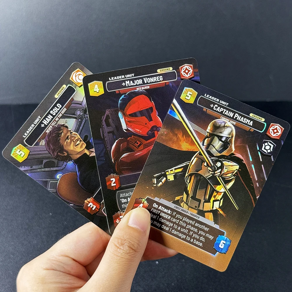 Фото Коллекционные игровые карты SWUDB Proxy Foil TCG Jump to Lightspeed (JTL) с Луке Скайуокером, Ландо Калриссианом, Ханом Соло, Асажж Вентрес, Боба Феттом №4