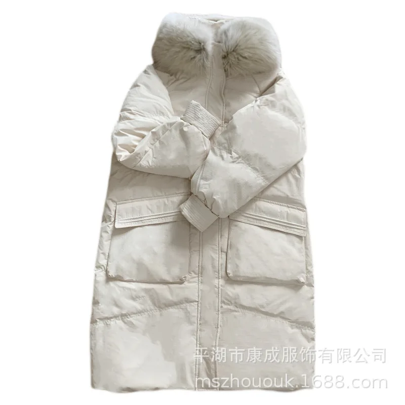 2022 Winter New Long Down Jacket Female Fox Fur Collar 90 Cotton Thickened Jacket Women's Clothing