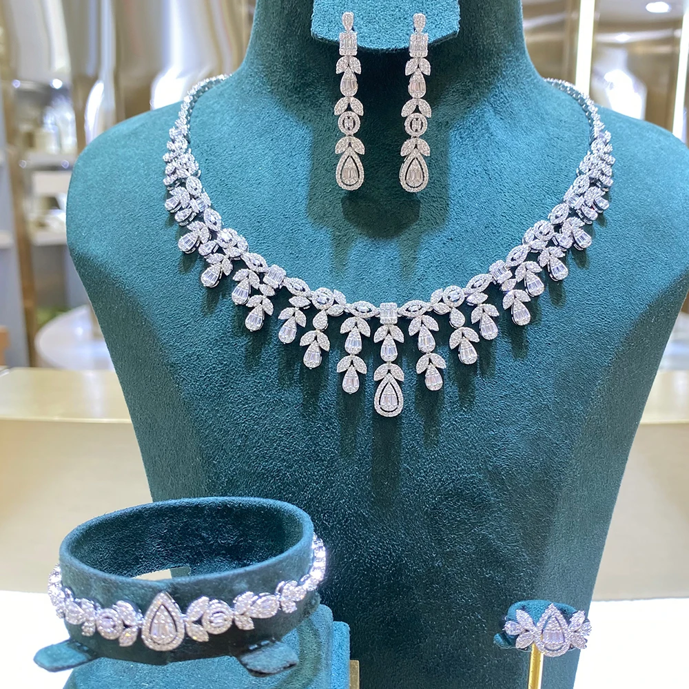 

008692 роскошное женское ожерелье Ювелирный Комплект AAA CZ фианиты Дубай классический элегантный стиль очаровательные свадебные аксессуары Новые поступления