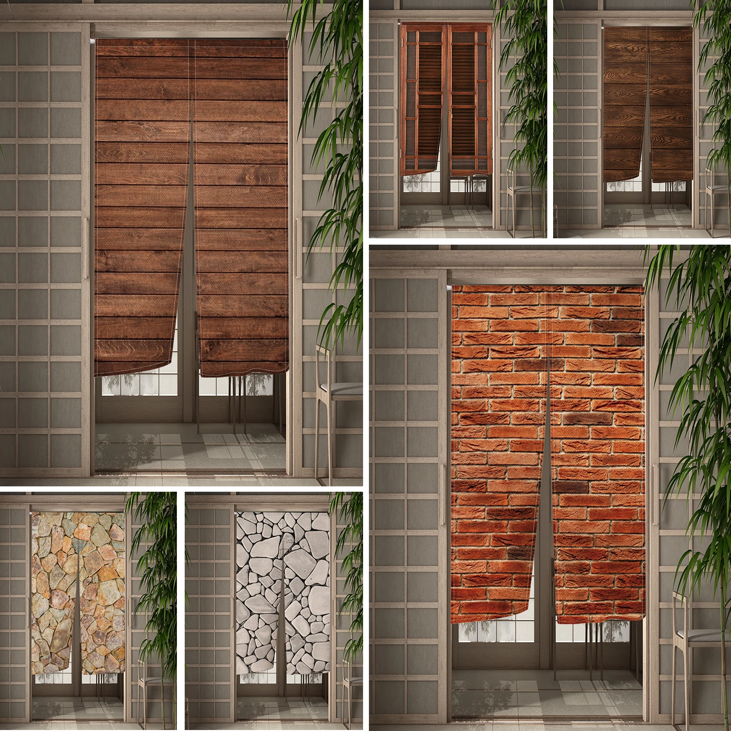 Кирпичная стена деревянная панель японская дверная занавеска Noren деревенская